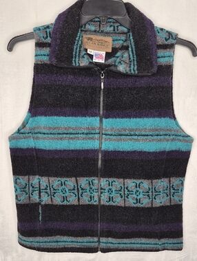 Vtg Bear Ridge Outfitters Southwestern Wool Blend Zip Up Vest M